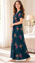 Vintage Alpine Flora Embroidered Long Gown