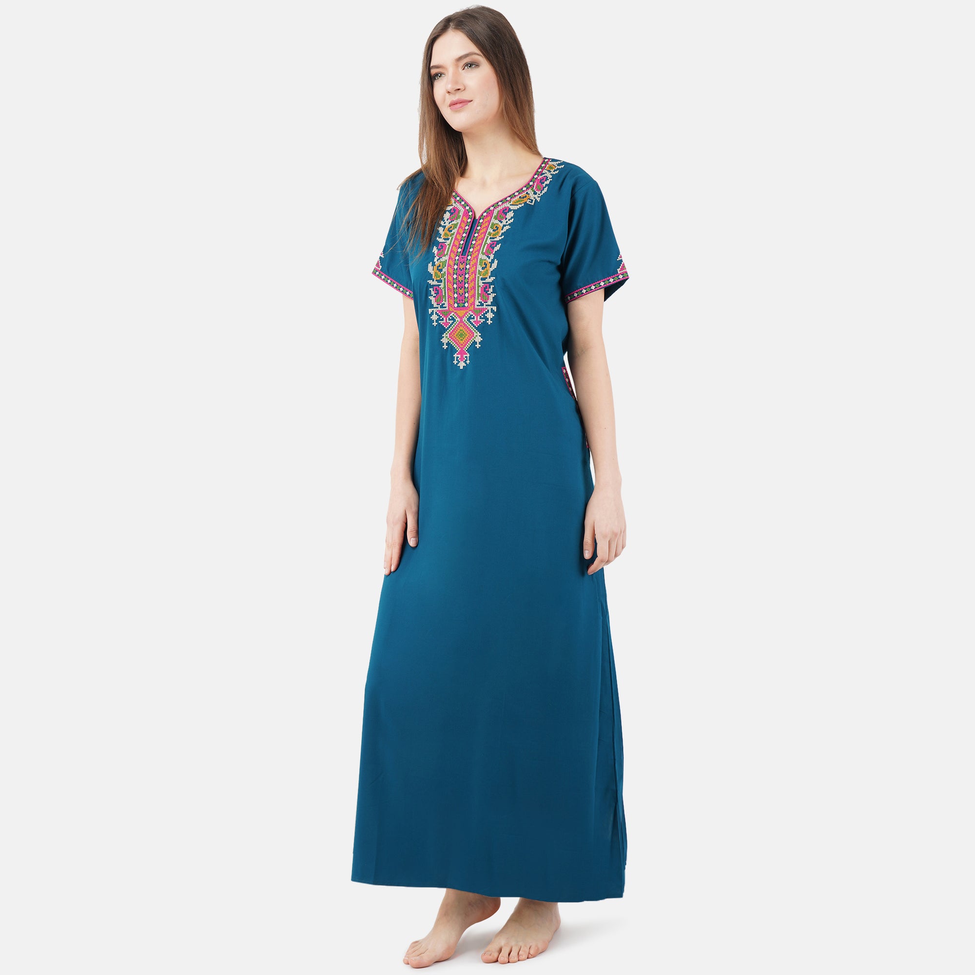 Crosswork Embroidered  Nightgown