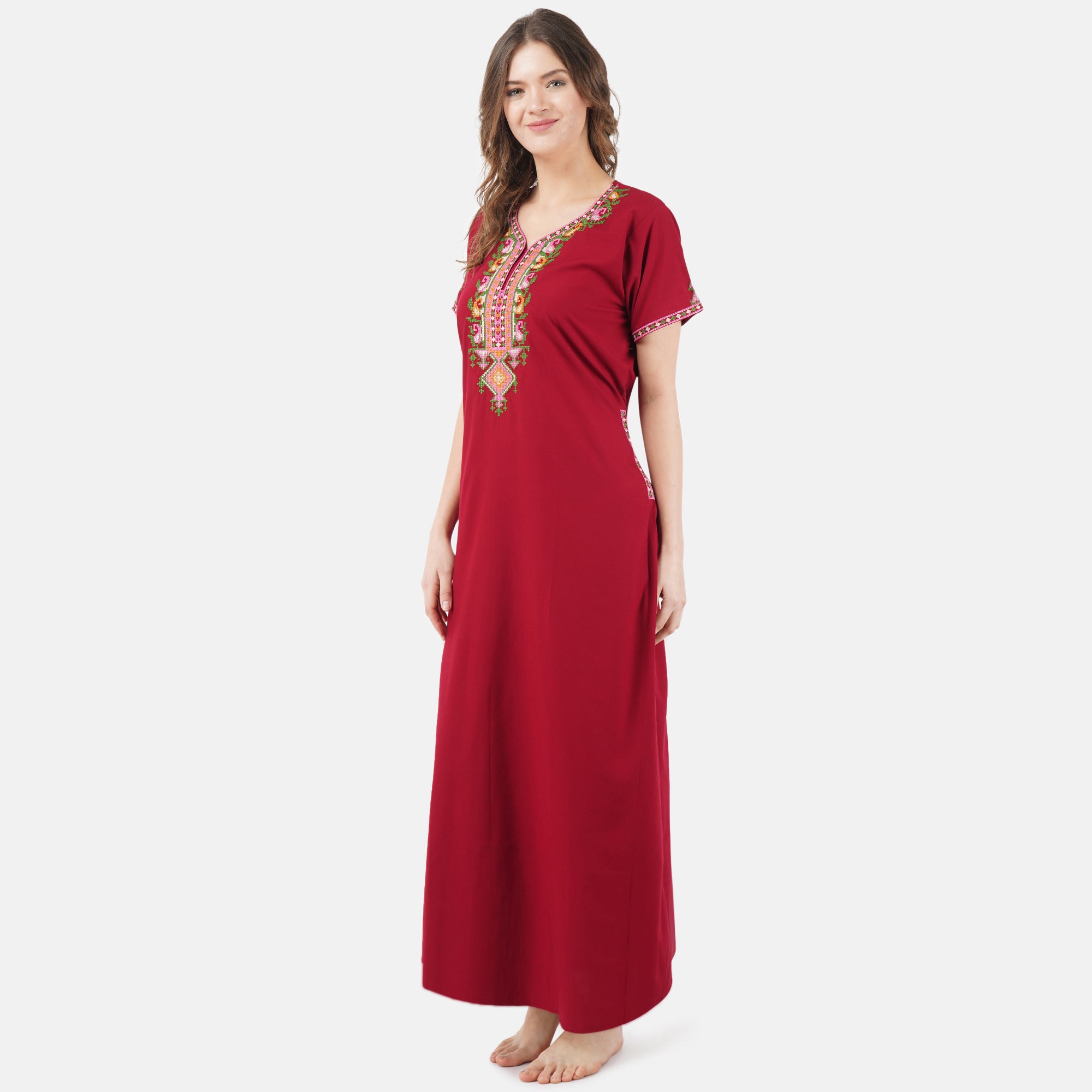 Crosswork Embroidered  Nightgown