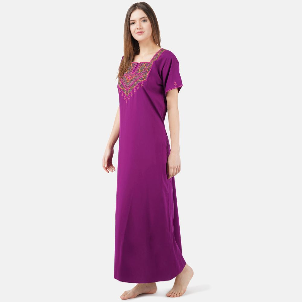 Resham Embroidery Night Gown