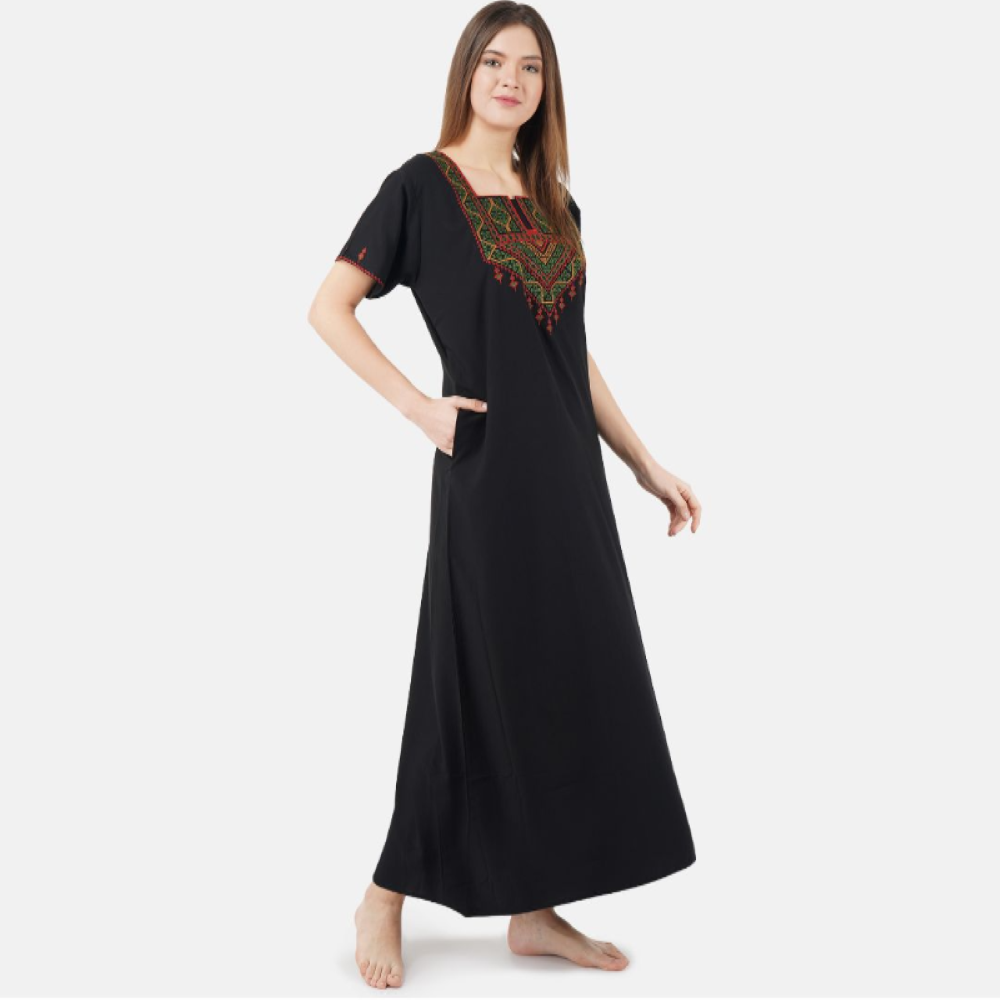 Resham Embroidery Night Gown