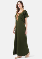 Cream Embroidery Night Gown