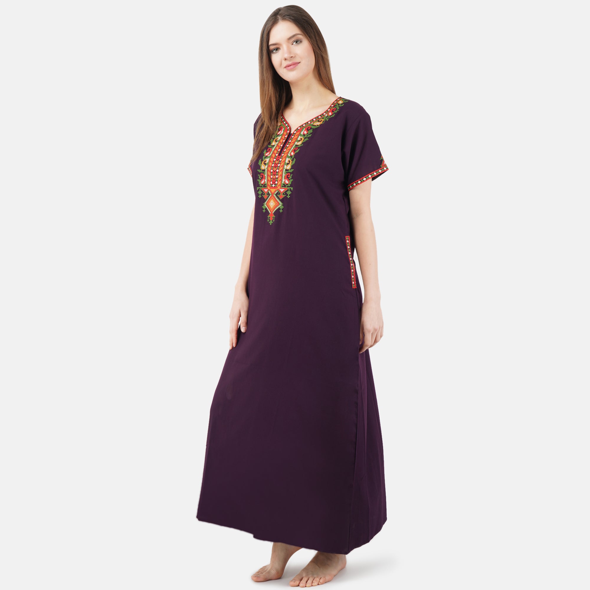 Crosswork Embroidered  Nightgown