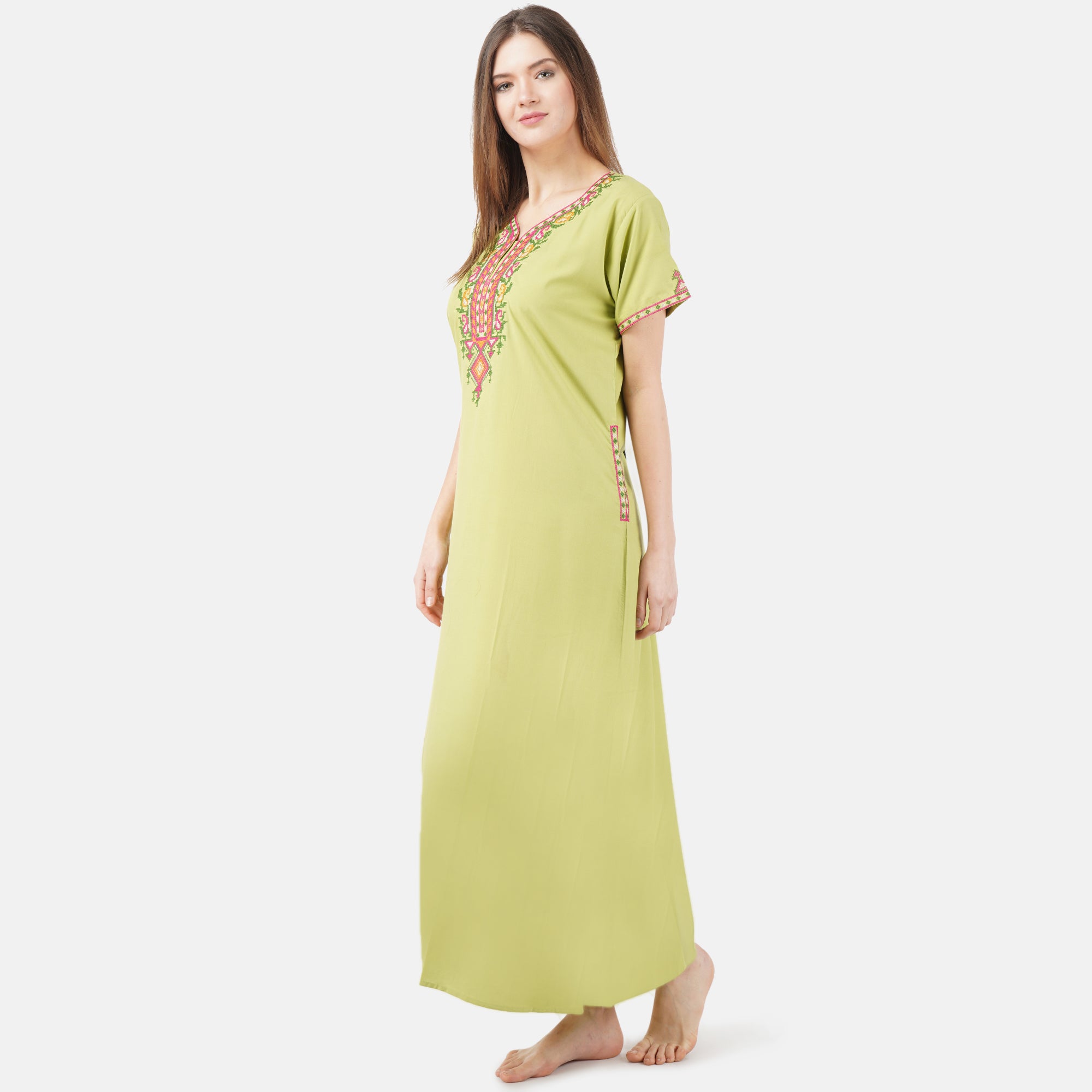 Crosswork Embroidered  Nightgown