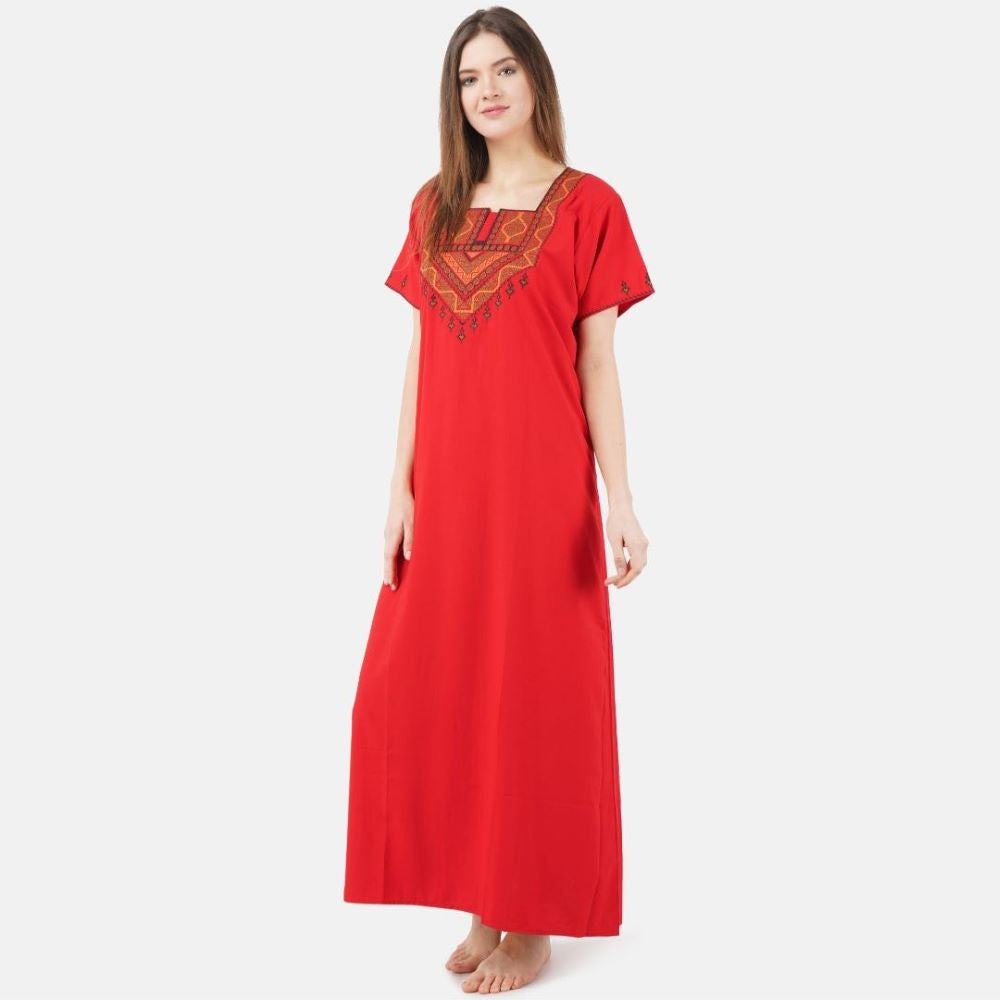 Resham Embroidery Night Gown