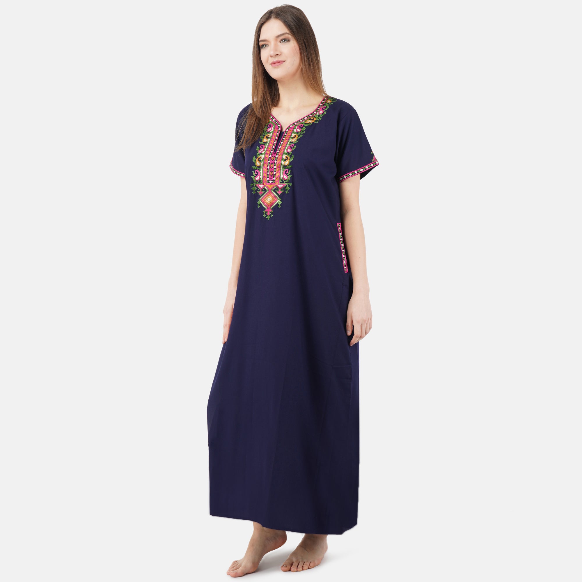 Crosswork Embroidered  Nightgown