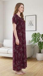 Alpine Plit Embroidered A-Line Floral Nightgown / Maxi Dress