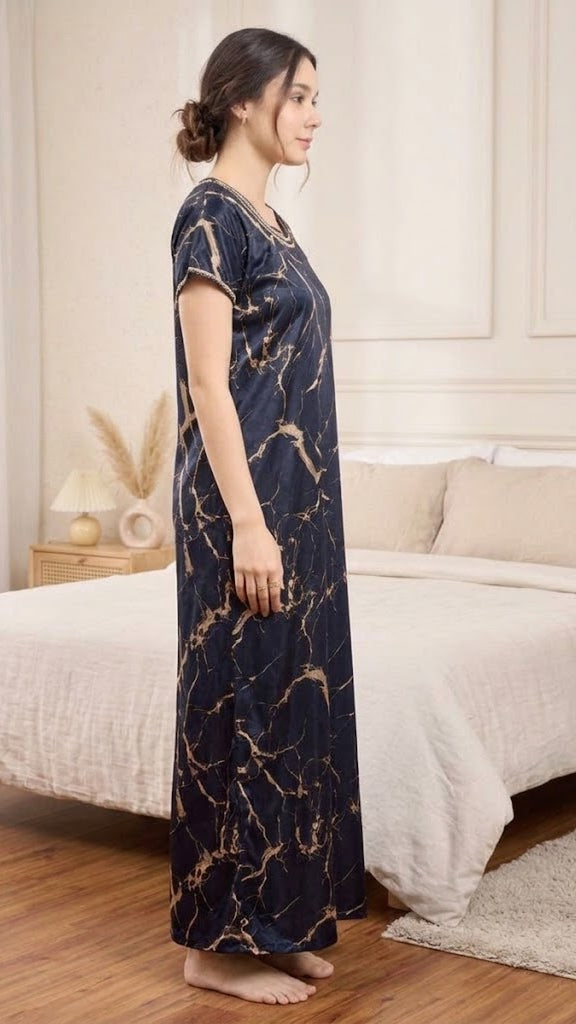 Marble Print Satin Night | Nightgown