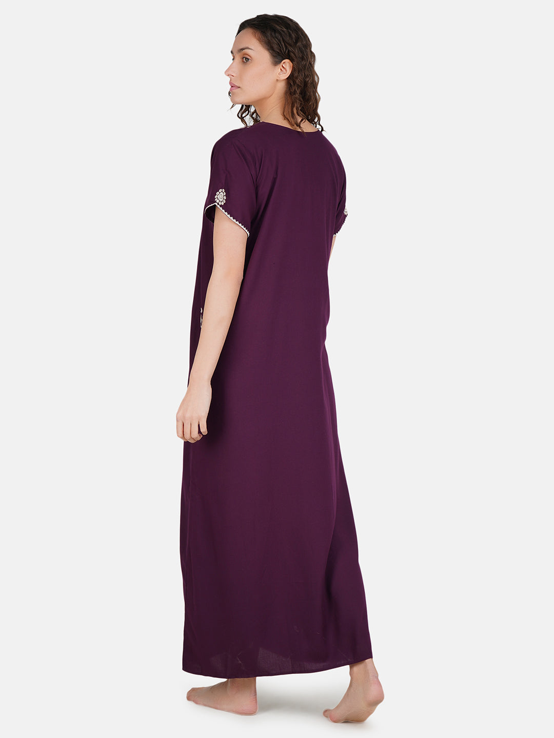 White Floral Embroidered Nightgown