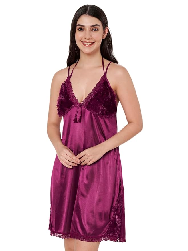 Koi Sleepwear Women’s Satin Lace Chemise Nightdress
