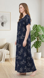 Alpine Plit Embroidered A-Line Floral Nightgown / Maxi Dress