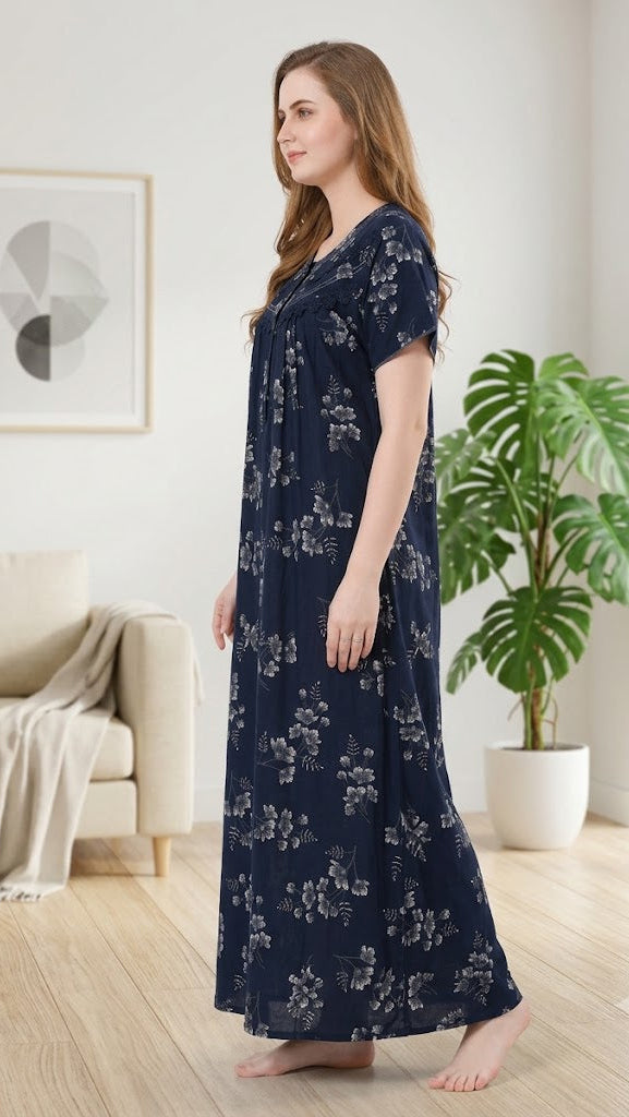 Alpine Plit Embroidered A-Line Floral Nightgown / Maxi Dress