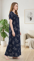 Alpine Plit Embroidered A-Line Floral Nightgown / Maxi Dress