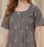 Pleated Floral Motif Lounge Gown
