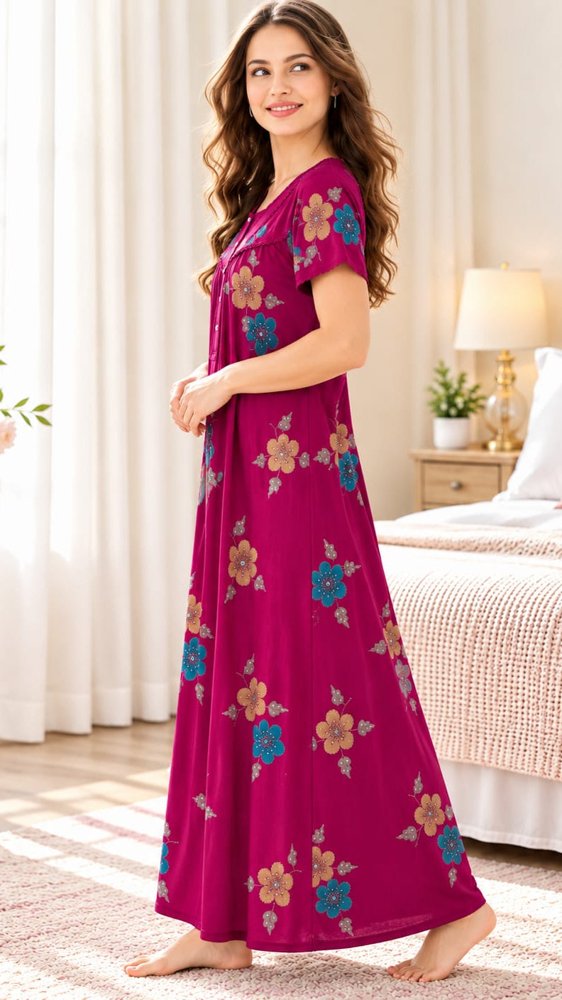 Vintage Alpine Flora Embroidered Long Gown