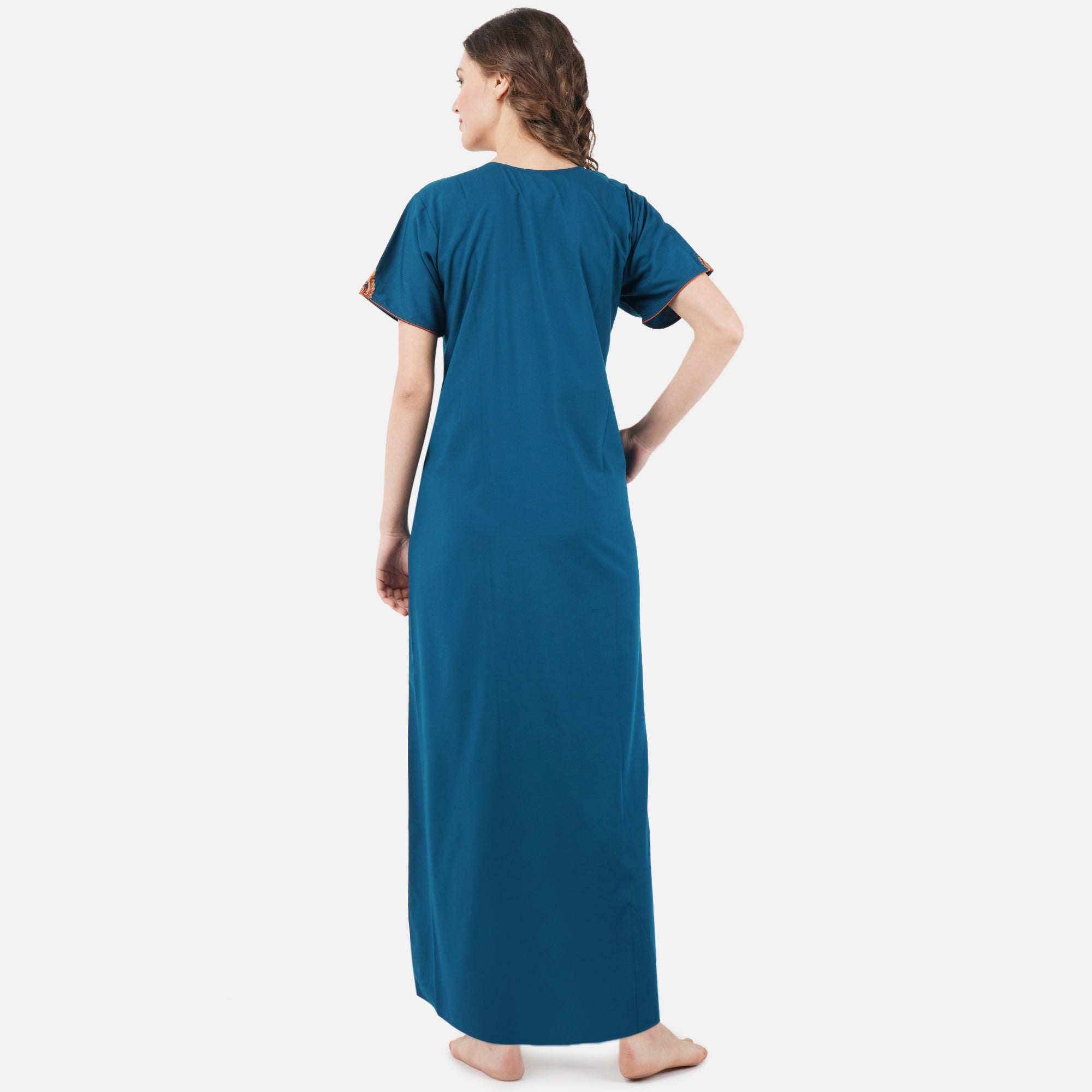 Cream Embroidery Night Gown