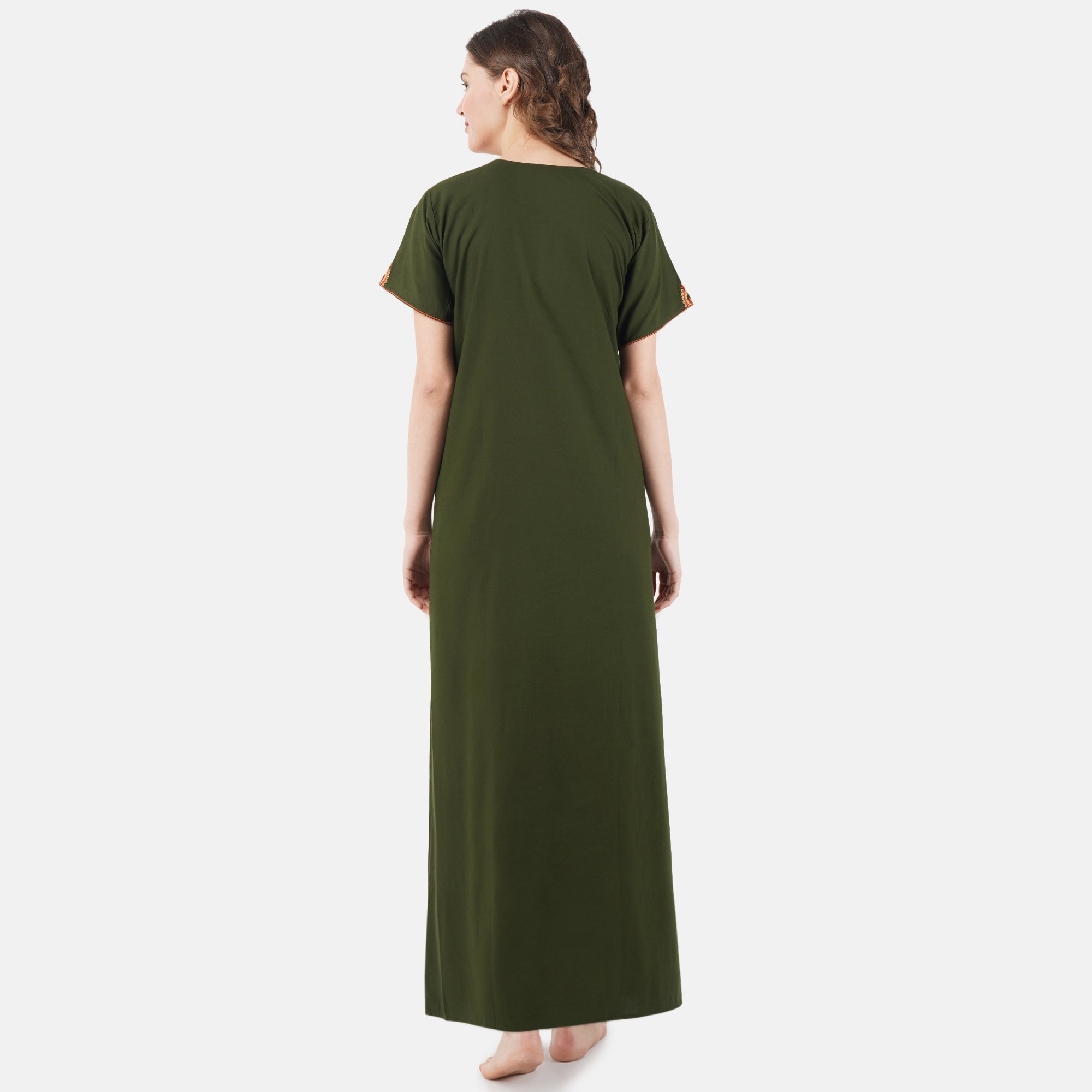Cream Embroidery Night Gown