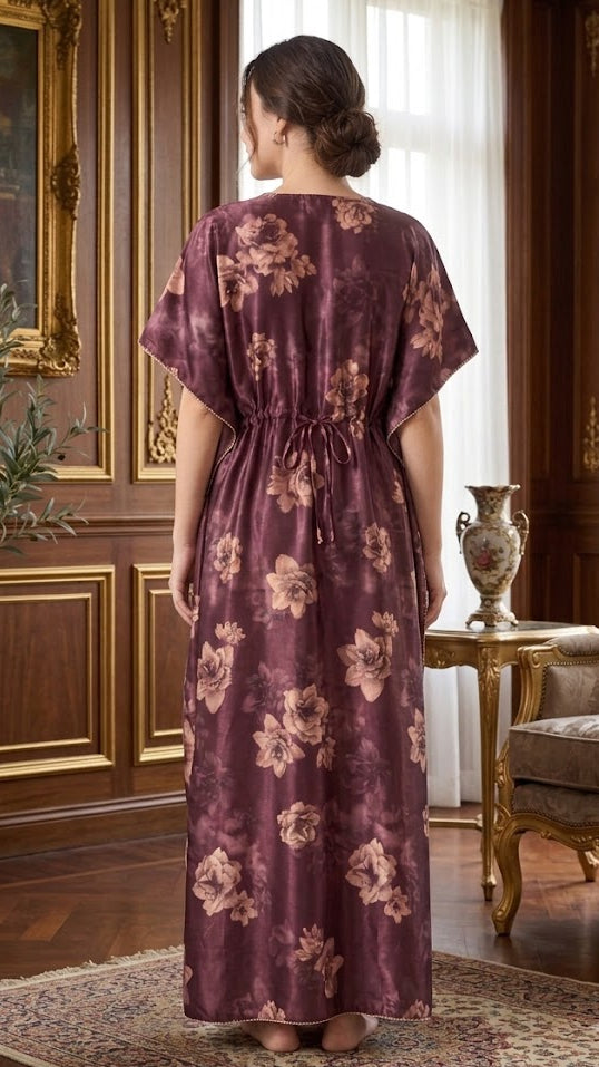 Itanlian_Satin_Flower Print Kaftan