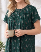 Alpine Comfort Pleated Maxi Nightgown