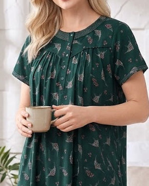 Alpine Comfort Pleated Maxi Nightgown