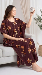 Itanlian Satin Leaf Printed Kaftan