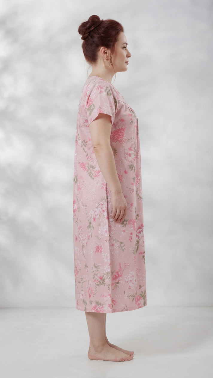 Light Floral Print A-Line Cotton Nighty