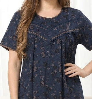 Vintage Bloom Digital Print Maxi Nightgown