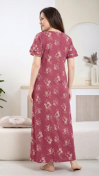 Floral Print Alpine Cotton A-Line Nightgown