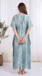Itanlian_Satin_Line-Art Floral Print kaftan