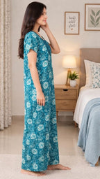 Floral Embroidered Cotton Nighty