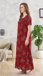 Alpine Plit Embroidered A-Line Floral Nightgown / Maxi Dress