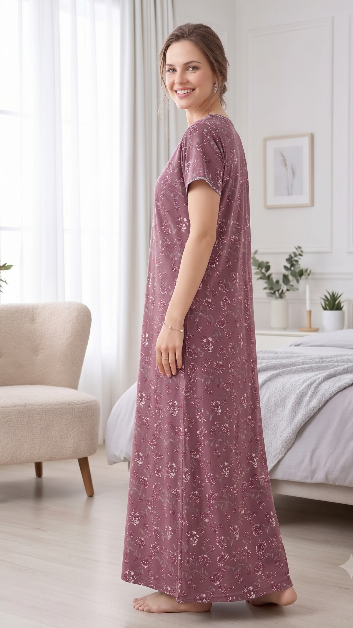Women’s Floral A-Line Long Nightgown