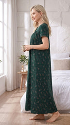 Alpine Comfort Pleated Maxi Nightgown