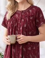 Alpine Comfort Pleated Maxi Nightgown