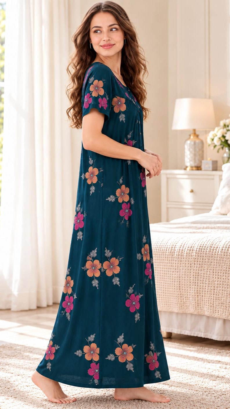 Vintage Alpine Flora Embroidered Long Gown