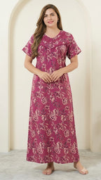 Vintage Floral Short Sleeve Long Lounge Nightdress