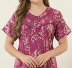 Vintage Floral Short Sleeve Long Lounge Nightdress