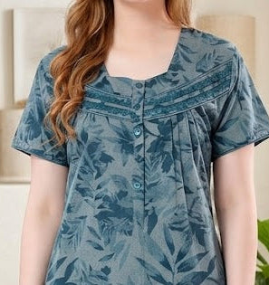 Classic A-Line Yoke Buttoned Lounge Gown