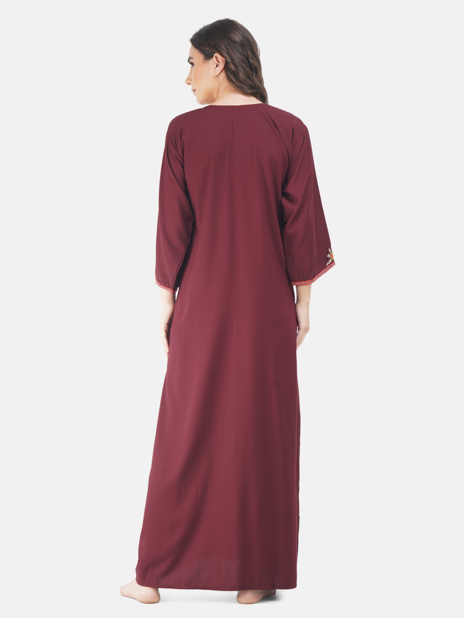 Nine Flowers Embroidery Night Gown