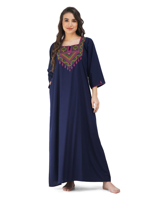 Resham Embroidery Full Sleeve Night Gown