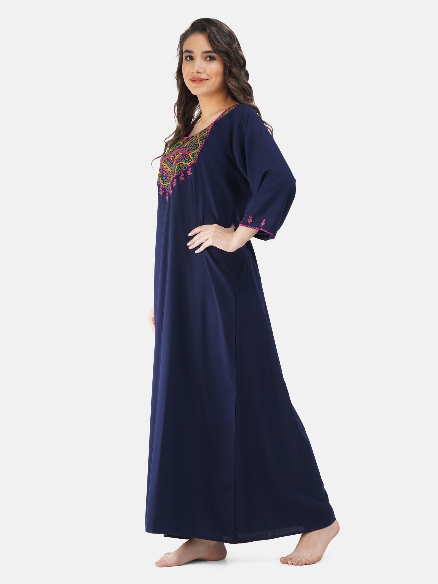 Resham Embroidery Full Sleeve Night Gown