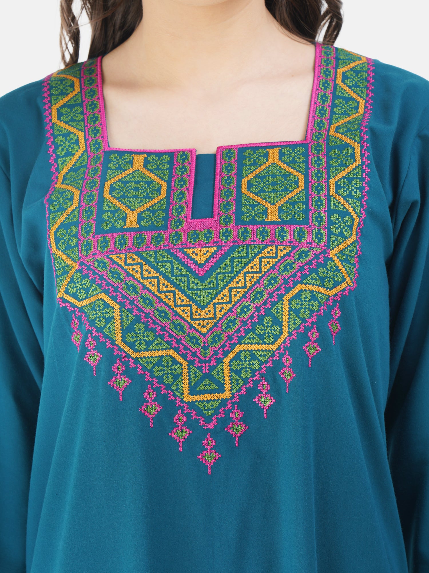 Resham Embroidery Full Sleeve Night Gown
