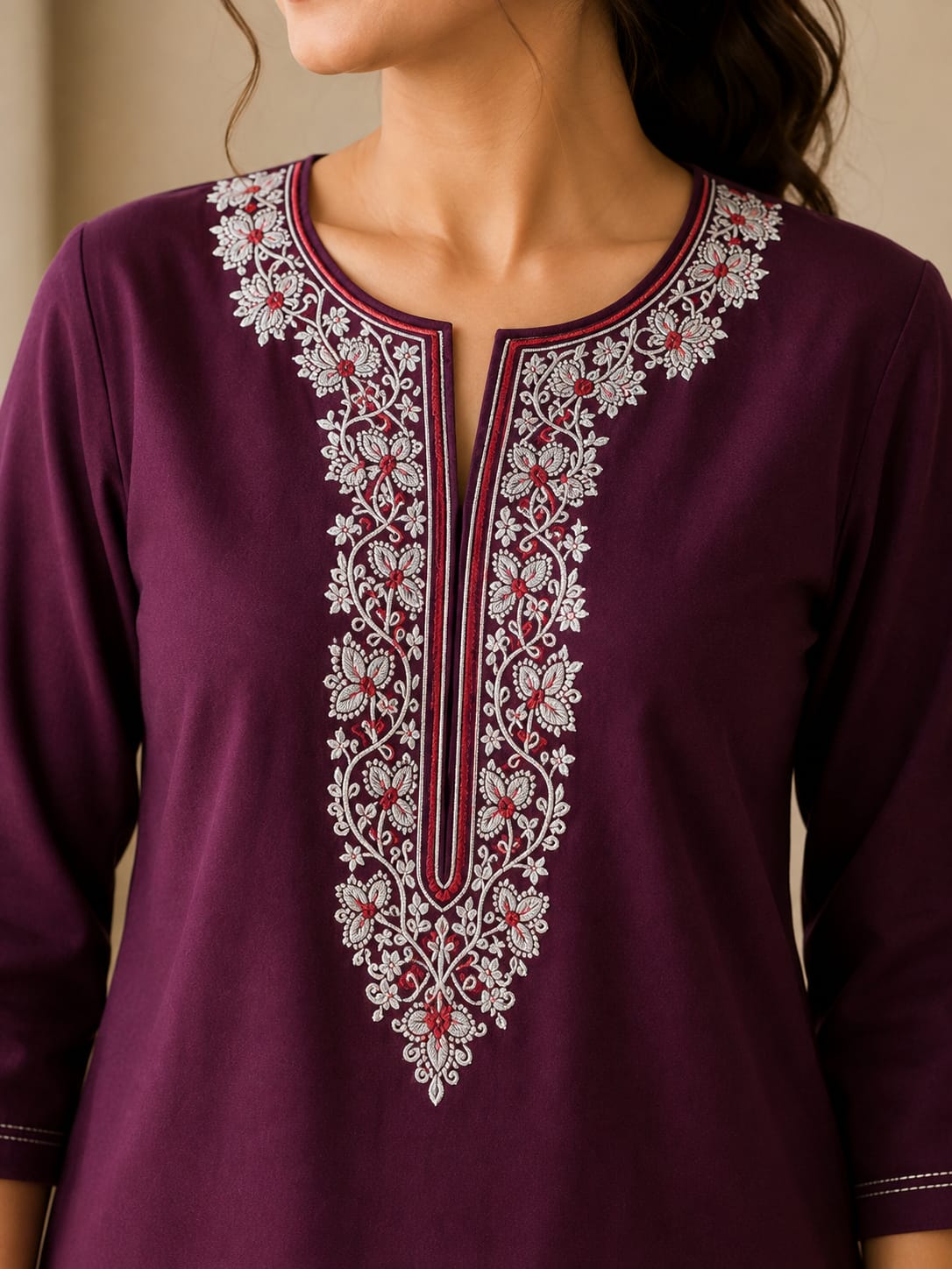 Women’s Embroidered Plum Lounge Set