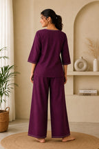 Women’s Embroidered Plum Lounge Set