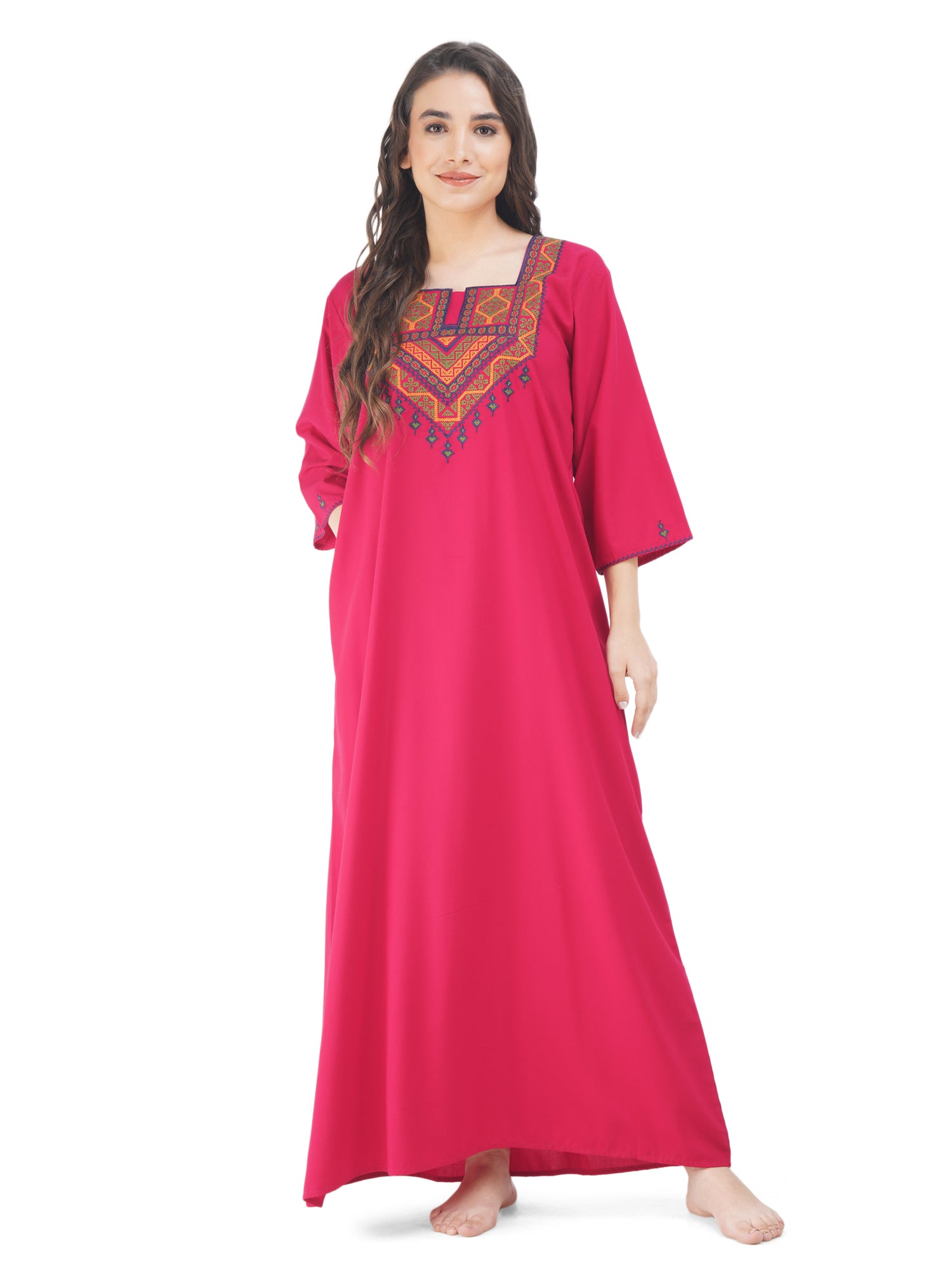 Resham Embroidery Full Sleeve Night Gown