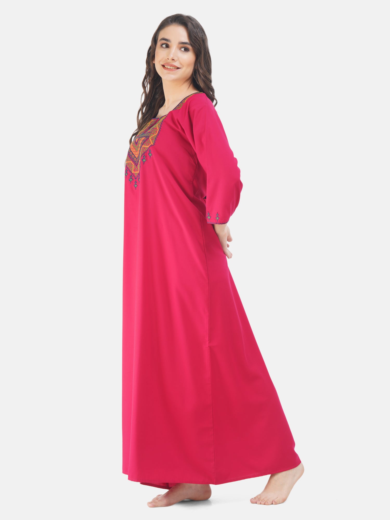 Resham Embroidery Full Sleeve Night Gown