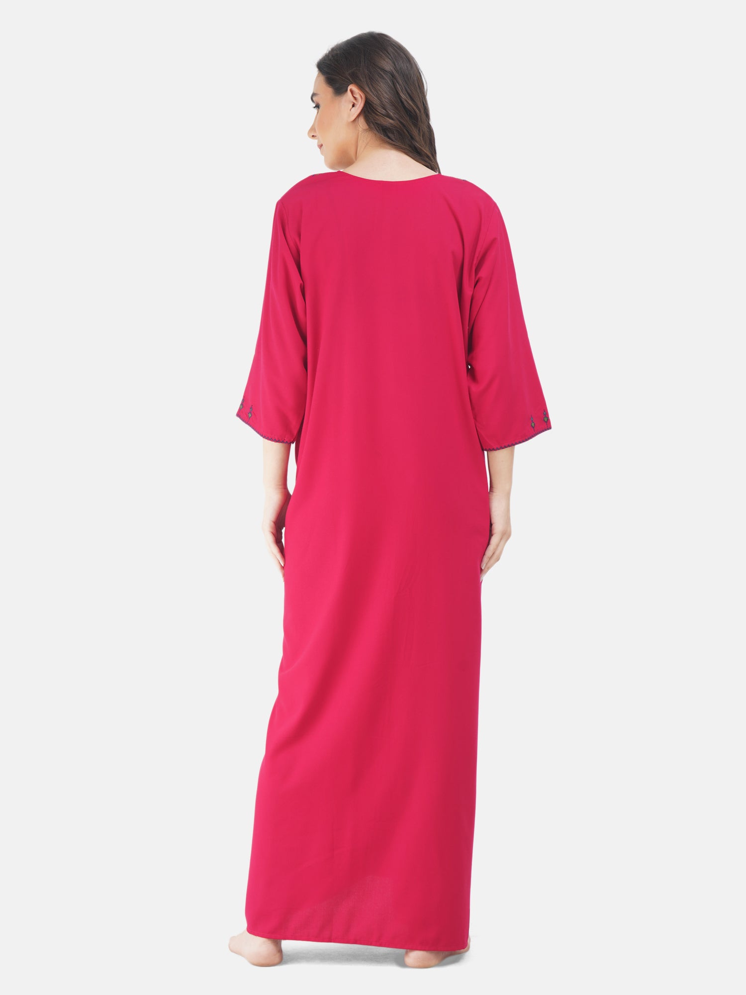 Resham Embroidery Full Sleeve Night Gown