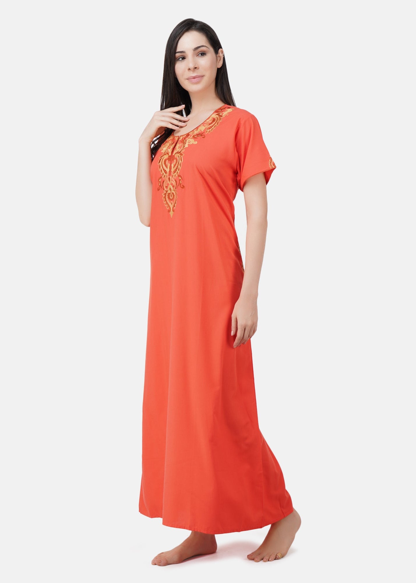 Cream Embroidered Nightgown