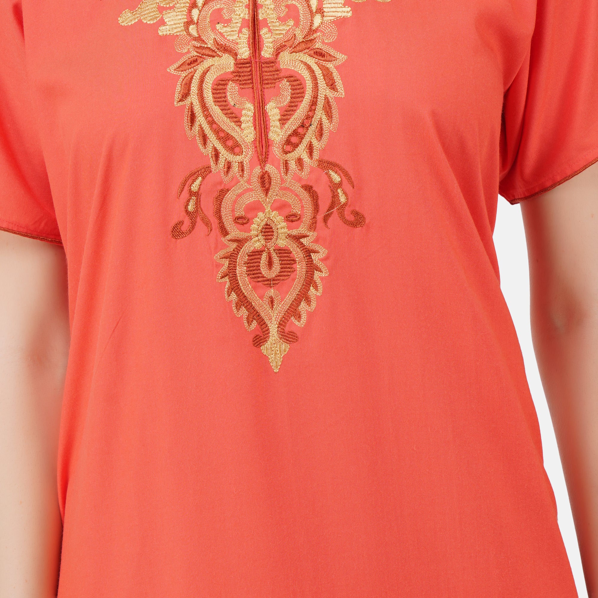 Cream Embroidery Night Gown