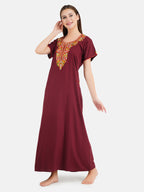 Paan shaped Embroidery Nightgown